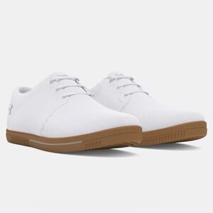 Under Armour White Canvas Slip-On Loafers with Brown Gum Sole